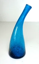 Blenko 948s Teal Crackle Art Glass Cruet Decanter NO Stopper by Winslow Anderson
