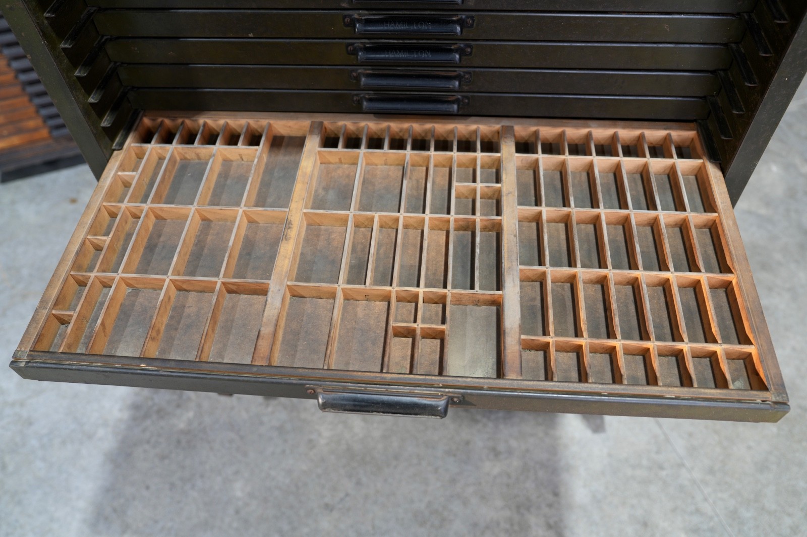 Antique Printers Typeset Tray Drawer Vintage Metal Cabinet Wood ...