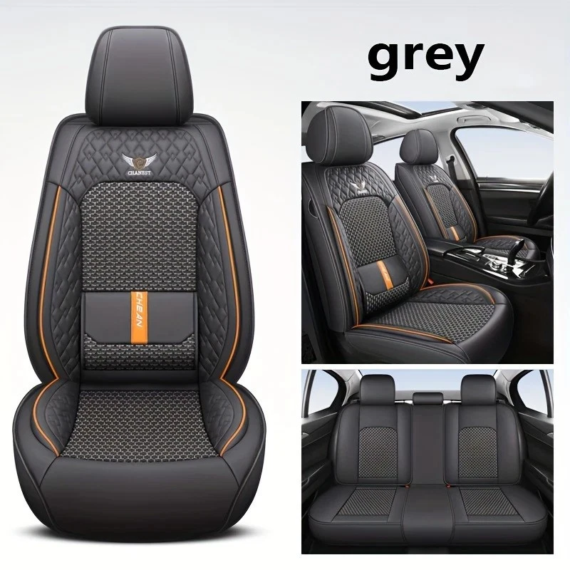 For BMW Full Set Car Seat Covers 5 Seats Leather Front & Rear Cushion Protectors - Image 2 of 4