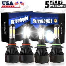 9005 9006 LED Headlights Kit Combo Bulbs 6500K High Low Beam Super White Bright
