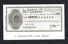 MINI CHECK BANK OF SALENTO 6/12/1976 CONSOSRZIO ARTISIANI PROVINCE OF LECCE