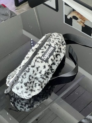 Supreme Black White Animal Print Zip Belt Bag Fanny Pack Casual Crossbody