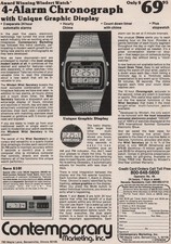 1979 Vintage Print Ad Windert Wrist Secretary 4 Alarm Chronograph Digital Watch