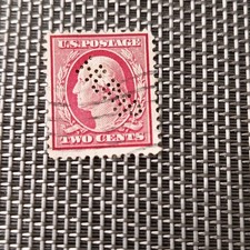 Timbre États-Unis 2 cents George Washington rouge oblitéré machine perforé