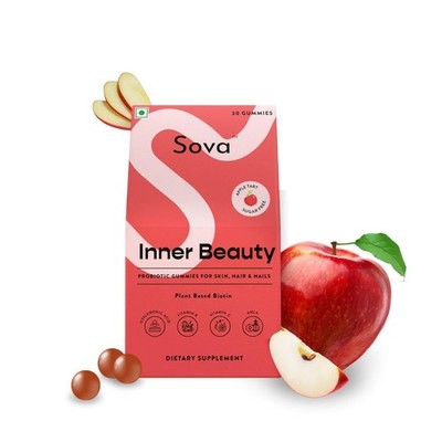 Sova Probiotic Plant Based Biotin Gummies|Acne Prevention&Glowing Skin 30 count