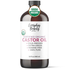 Organic Castor Oil - 16 Fl Oz Glass Bottle -100 Pure Certified USDA Organic, Co