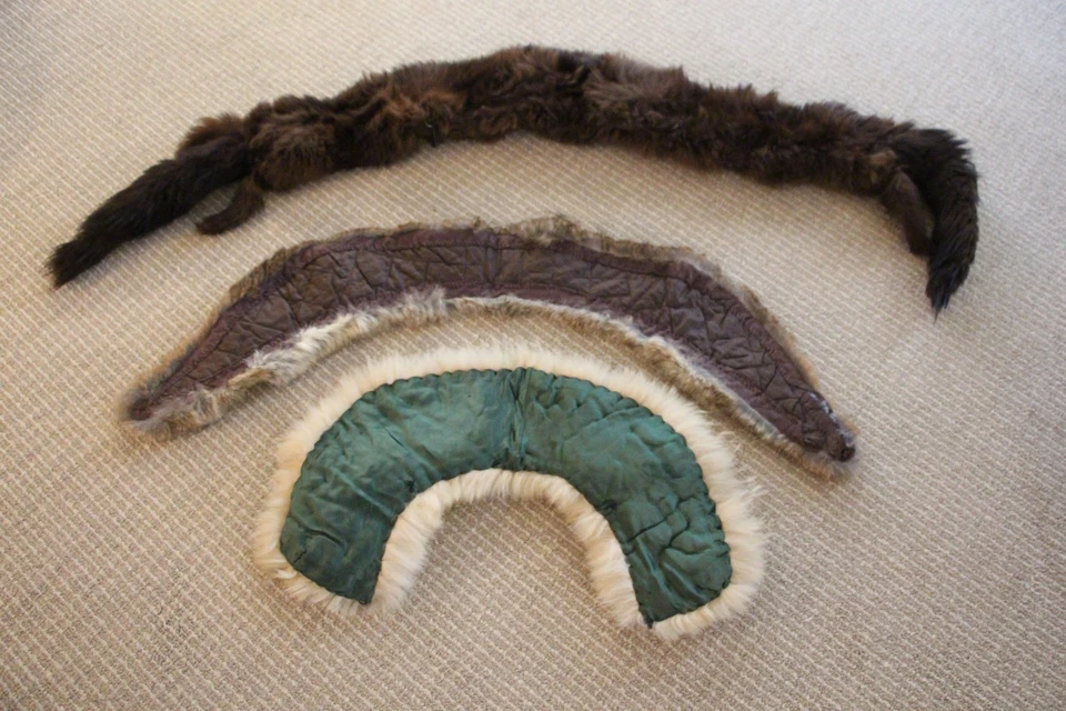 Vintage Lot of 3 Fur Collars Salvaged from Coats Variety Colors Types Sizes - Image 2 of 2