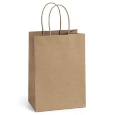 BagDream Gift Bags 100Pcs 5.25x3x8 Small Kraft Paper Gift Bags with Handles