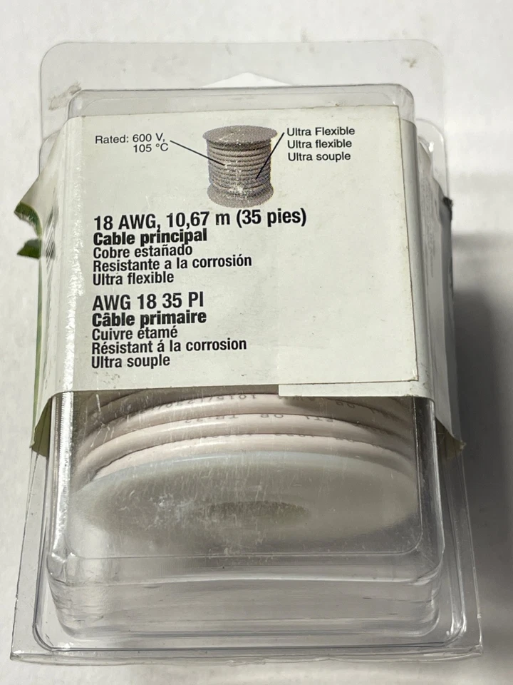 Gardner Bender 18 AWG 35' fio branco primário de cobre estanho AMW-338 - Imagem 2 de 2