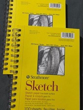 2 Strathmore 300 Series Sketch Pad, 5.5x8.5 inch, 100 Sheets, Side Wire - Artis