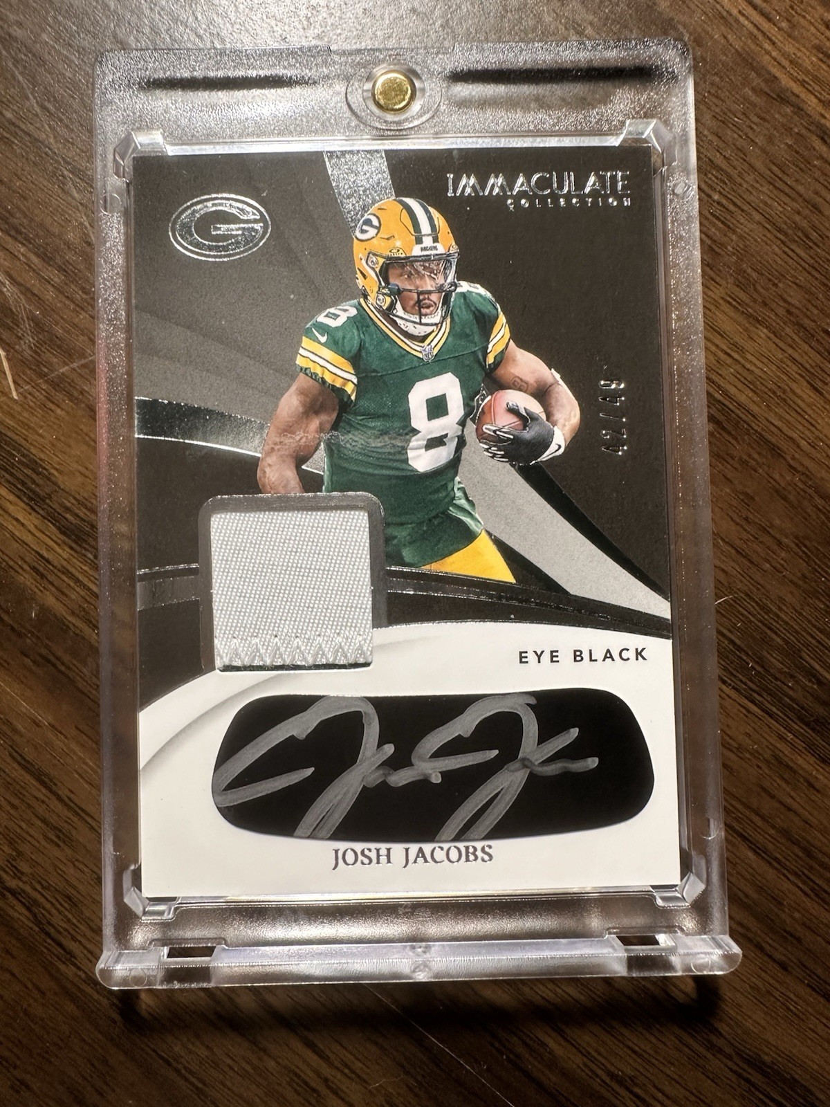 2024 Panini Immaculate Josh Jacobs Eye Black Auto Patch /49 Packers view 1
