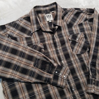 Ely Cattleman Pearl Snap Shirt 3XLT Long Sleeve Western Plaid Cowboy