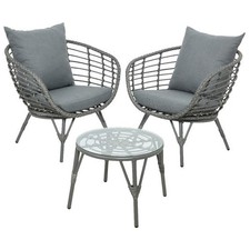 Decoris Evora Wicker 2 Seater Bistro Set - Grey