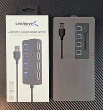 Sabrent 4-Port USB 2.0 Hub with Individual LED lit Power Switches #HB-UMLS