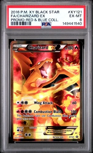 2016 POKEMON XY BLACK STAR PROMO RED & BLUE COLL FULL ART/CHARIZARD EX PSA 6