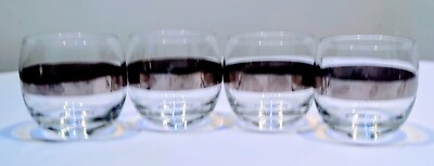 Rare Roly Poly Silver  Band 8oz.Bar Glasses. 8 set