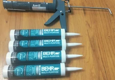 Lot of 4 Behr Siliconized Acrylic Caulk BC10 White 10.1oz with Anvil GUN