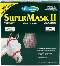Farnam SuperMask II Horse Fly Mask without Ears SIZE XL Red Plush NEW