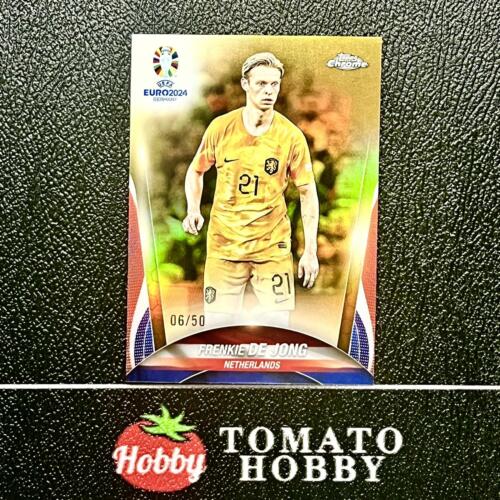 TOPPS CHROME UEFA EURO 2024 FRENKIE DE JONG /50 GOLD REFRACTOR NETHERLANDS
