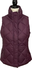 Eddie Bauer Small 700 Fill Premium Goose Down Vest Purple Quilted