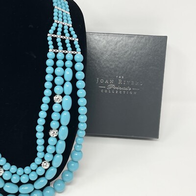 QVC Joan Rivers Private Collection Blue Multi Layer Bead Necklace Turquoise