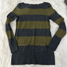 Ann Taylor LOFT womens XS sweater 5 wool gray green accent pockets