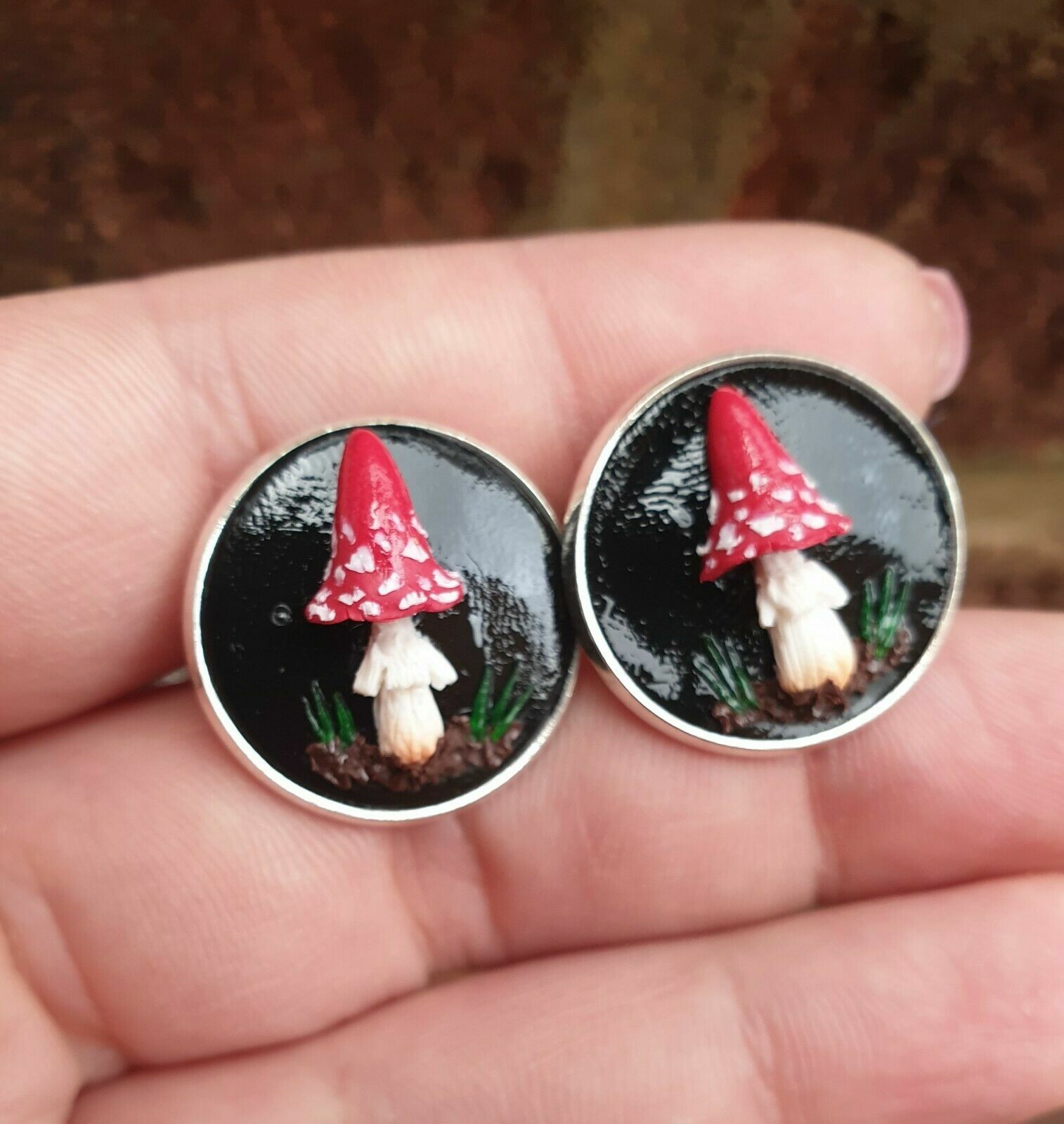 Boutons de manchette faits main boutons de manchette crapaud tabouret champignon nature accessoire valentin