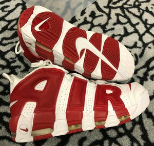 nike air more uptempo red and white