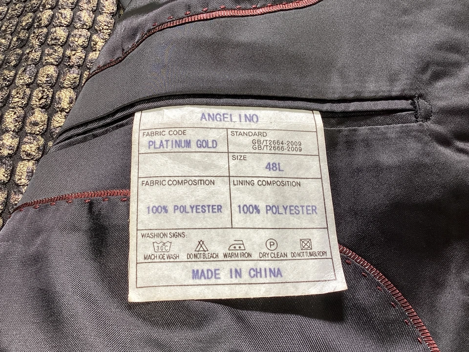 Chaqueta de Esmoquin Para Hombres Angelino Platino Dorado Corte Esmeralda Patrón NUEVA Foto 4 de 4