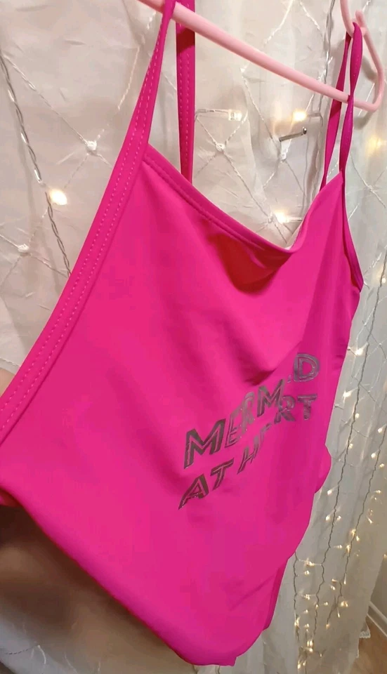 Joe Boxer Meninas 16 1/2 Terno de Banho Sereia no Coração Halter Strap Scoop Back - Imagem 2 de 4