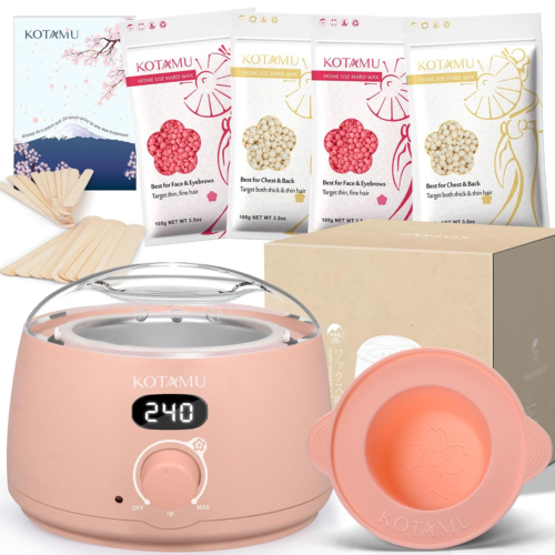 Wax Kit Pink Digital Hair Removal Waxing Kit for Women & Men Hot Wax Warmer Pot