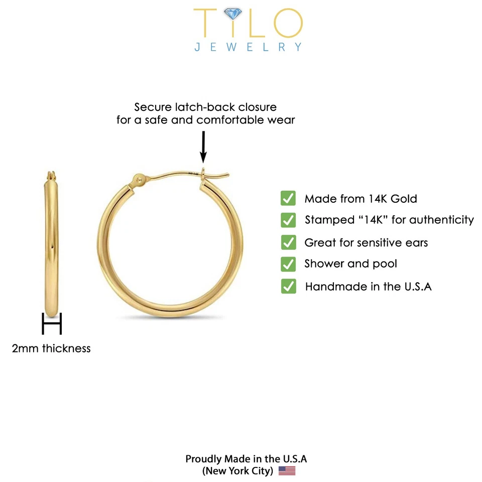 10K/14K Solid Gold Shiny Polished Baby Round Creole Hoop Earrings Small Sizes - Image 3 of 4