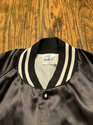 Vtg Auburn Sportswear Satin Bomber Jacket WHITE HEAT AMY