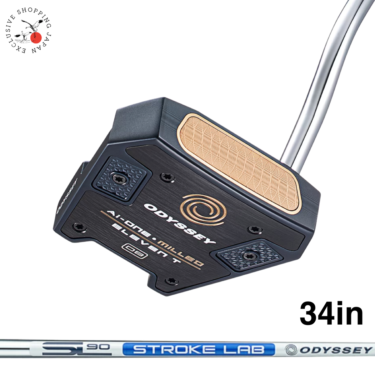 Putter Odyssey AI-ONE Milled ELEVEN T DB - Fraisé 2024, Tige Stroke Lab SL90, 34 Pouces