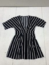 Shein Womens Black White Striped Deep V Dress Size Large