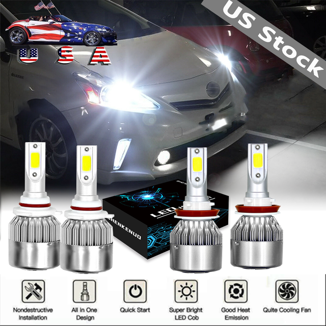 For Toyota Prius 20102014 High Low Beam 6000k LED Headlight Kit H11