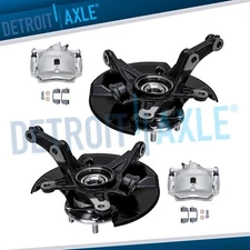 Front Steering Knuckles Wheel Hub Calipers w/Bracket for 2006 - 2011 Honda Civic