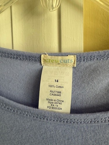 CrewCuts (J.Crew) childrens periwinkle t-shirt w chartreusee senquin heart, sz14 - Picture 3 of 3