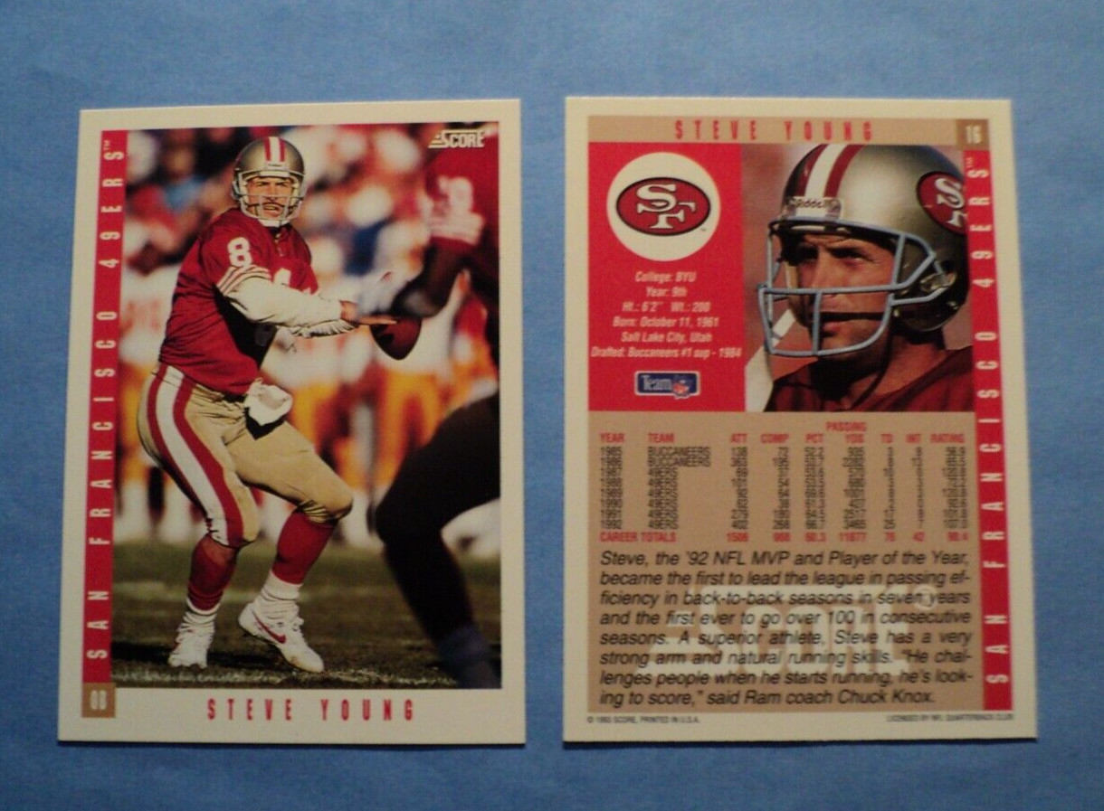 1993 Score Steve Young San Francisco 49ers #16 NMT-EX AUCT#9326