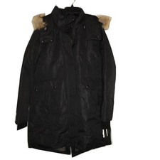 Marc New York Andrew Marc Hooded Puffer Jacket Long Sleeve Front Zip Black Large