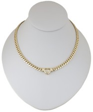 14K Gold Plated Heart Cuban Chain Choker Necklace And Bracelet Set