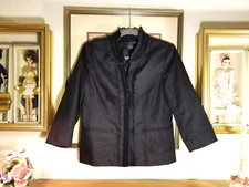 Willie Smith Black-lined-lightweight-jacket-ruffled-3/4sleeve Womens S