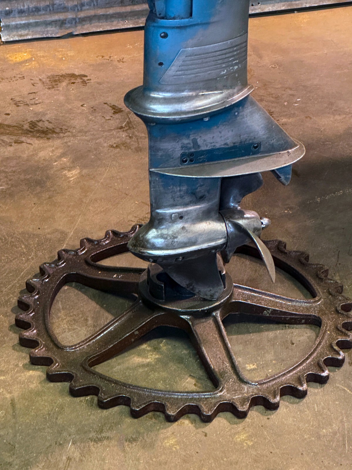 Machine Age Lamp Evinrude Boat Motor Nautical Marine Outboard Pub Table