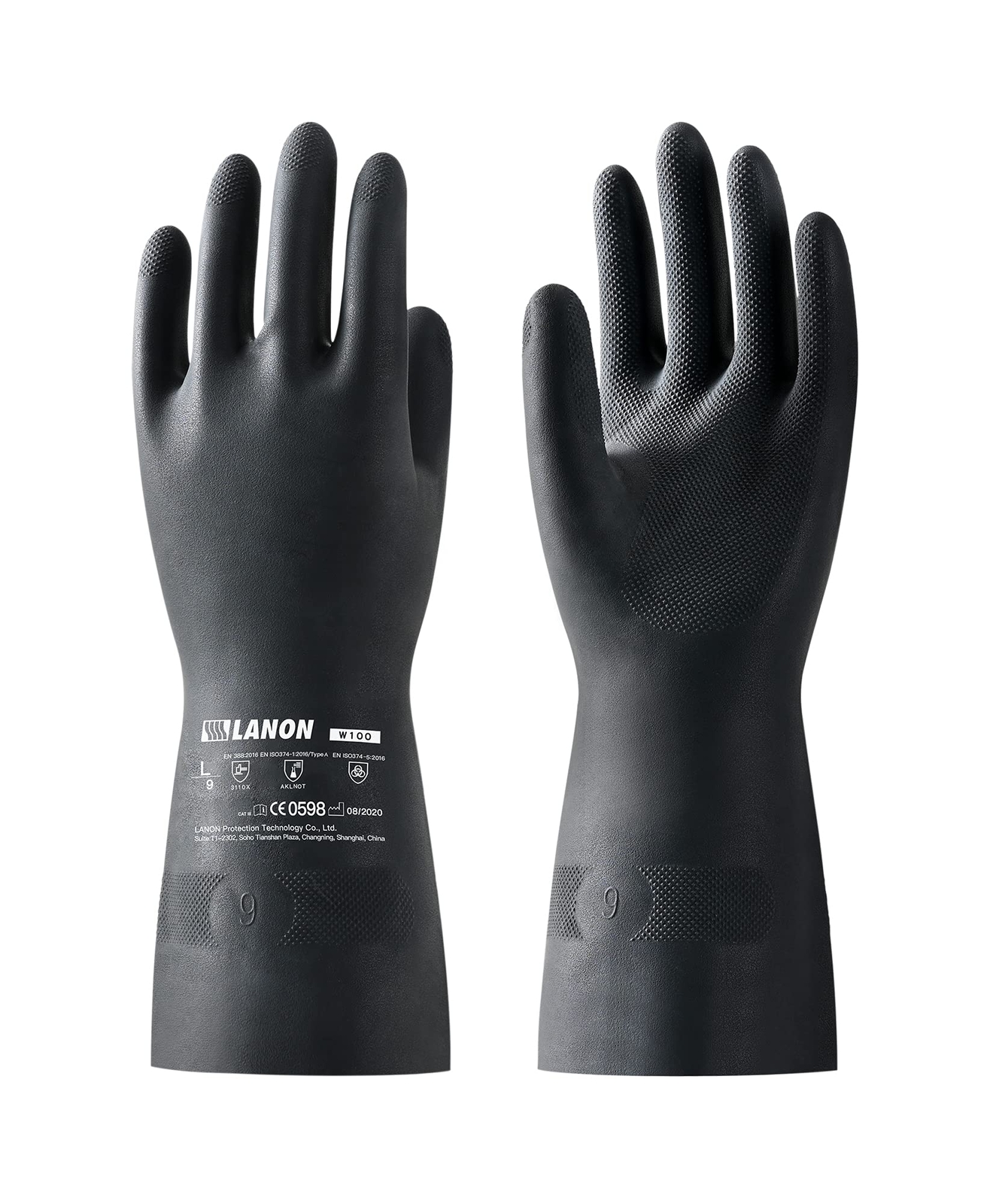 LANON Rubber Chemical Resistant Gloves, Reusable Heavy-duty Safety Work Glove...