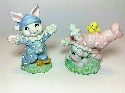 BRINN'S EASTER BUNNY FIGURINES JUST CLOWING AROUND RARE VTG 1960'S LABELS INTACT