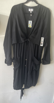 NWT Laundry by Shelli Segal Black Lightweight Cinched Jacket/ Cover Up Size 12