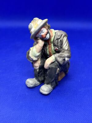 Flambro Porcelain Clown Sitting on Box 3” by Emmett Kelly Jr