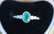 Ladies emerald and diamond gold rings used