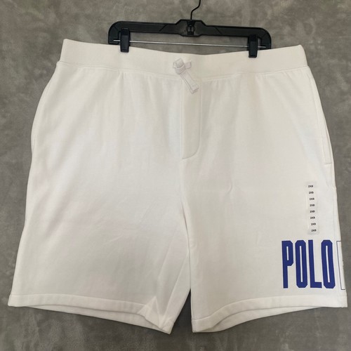 Polo Ralph Lauren POLO RL 67 Logo Fleece Sweat Shorts weiß blau Herren Größe 2XB - Bild 1 von 12