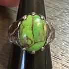 Vtg Sterling Silver 925 Oval Green Turquoise Turkish Eagle Claw Men’s Ring 10.25